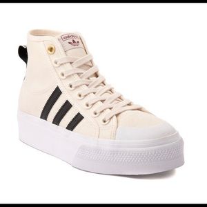 Womens Size 6.5 adidas Nizza Mid Platform Athletic High Top Shoe in Wonder White